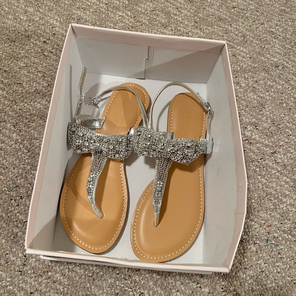 Glittery Silver Sandals - Size 9